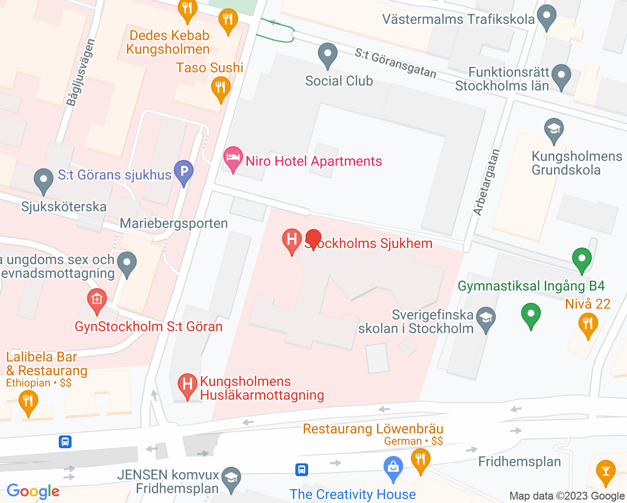 Karta till Geriatrik Kungsholmen B3, Slutenvård, Stiftelsen Stockholms Sjukhem