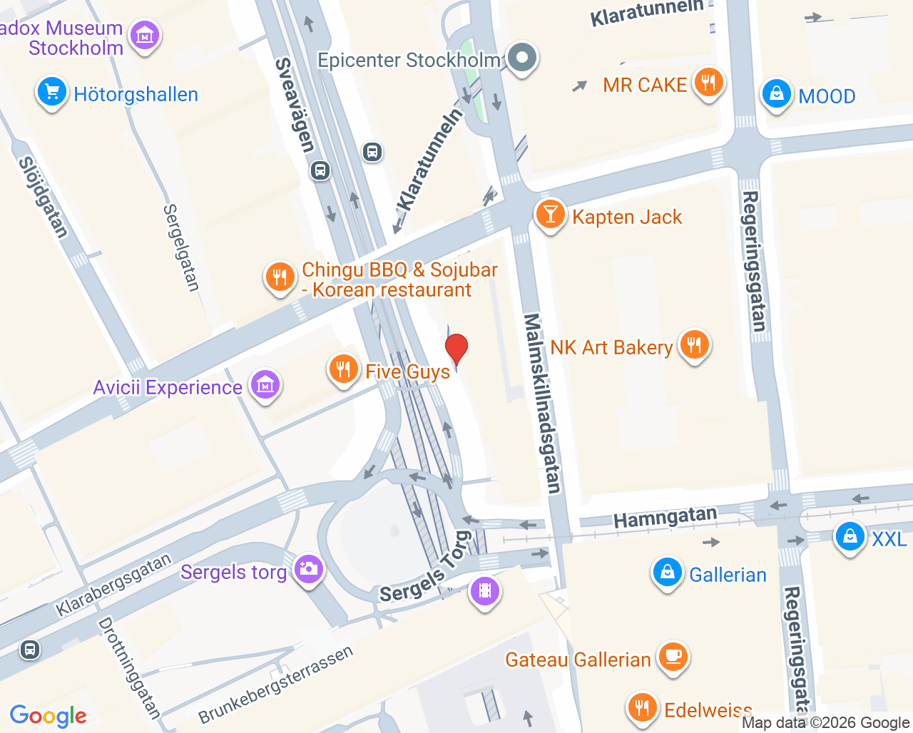 Karta till VaccinDirekt Sergels Torg