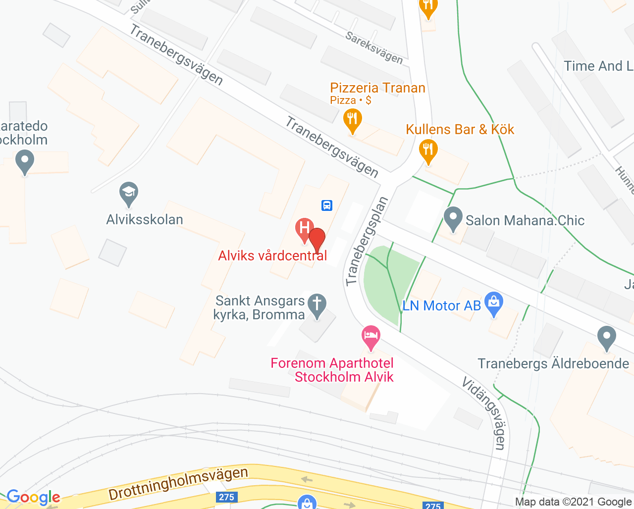 Karta till Tranebergs vårdcentral plan 3