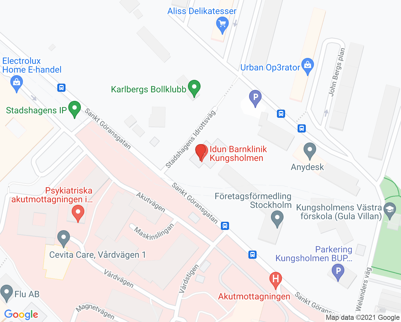Karta till Distriktstandvården Specialistkliniken Kungsholmen