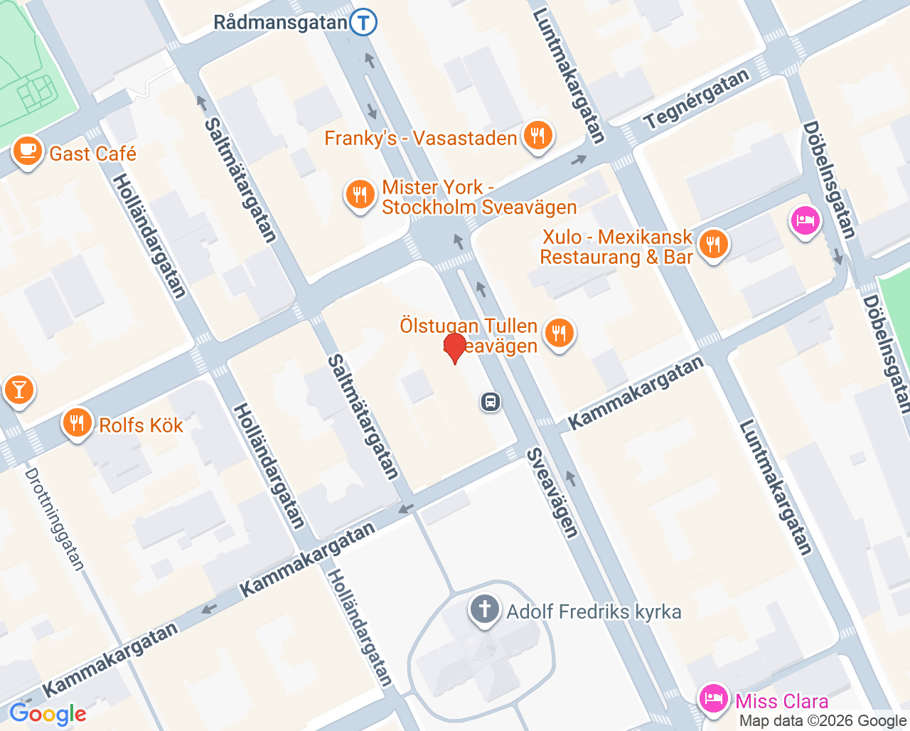 Karta till Vaccinova hos Kronans Apotek Stockholm Sveavägen