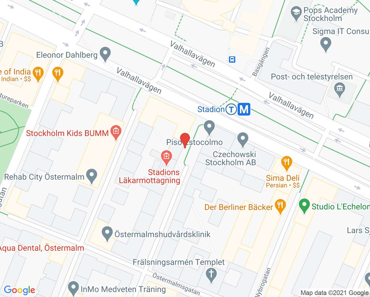 Karta till Tandläkare Björn Eriksson, Östermalm