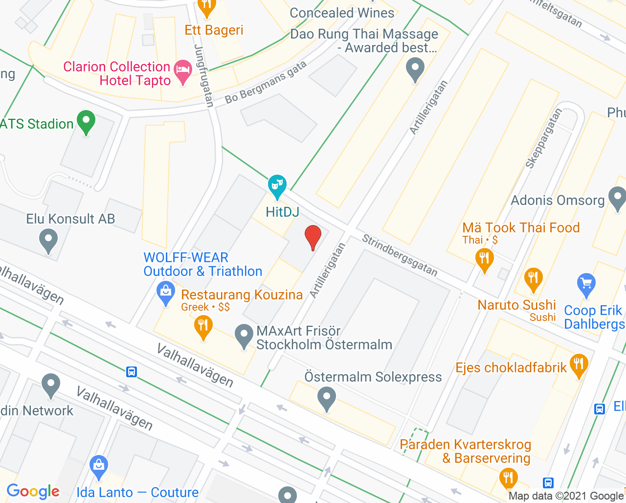 Karta till Tandclinic Östemalm