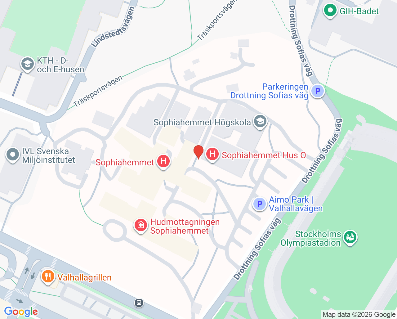 Karta till Capio Artro Clinic Rehab Sophiahemmet - Wallmark Gabrielsson H, Enskede/Årsta/Vantör