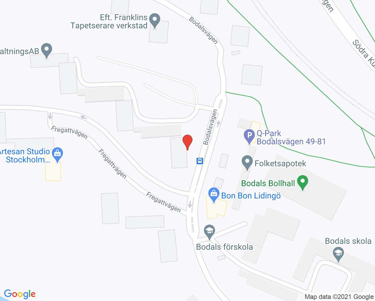 Karta till Tandläkare Mats Haraldson, Lidingö stad