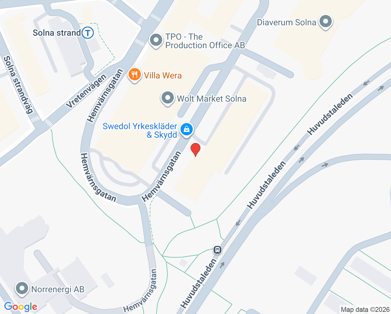 Karta till ASIH Stockholm Norr Solna Strand