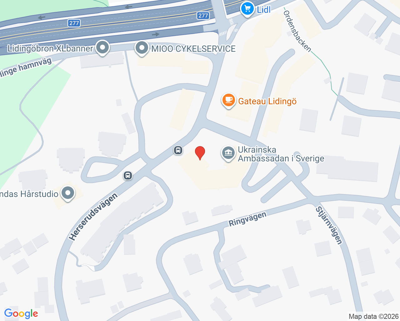 Karta till Öronkliniken Stockholm Lidingö