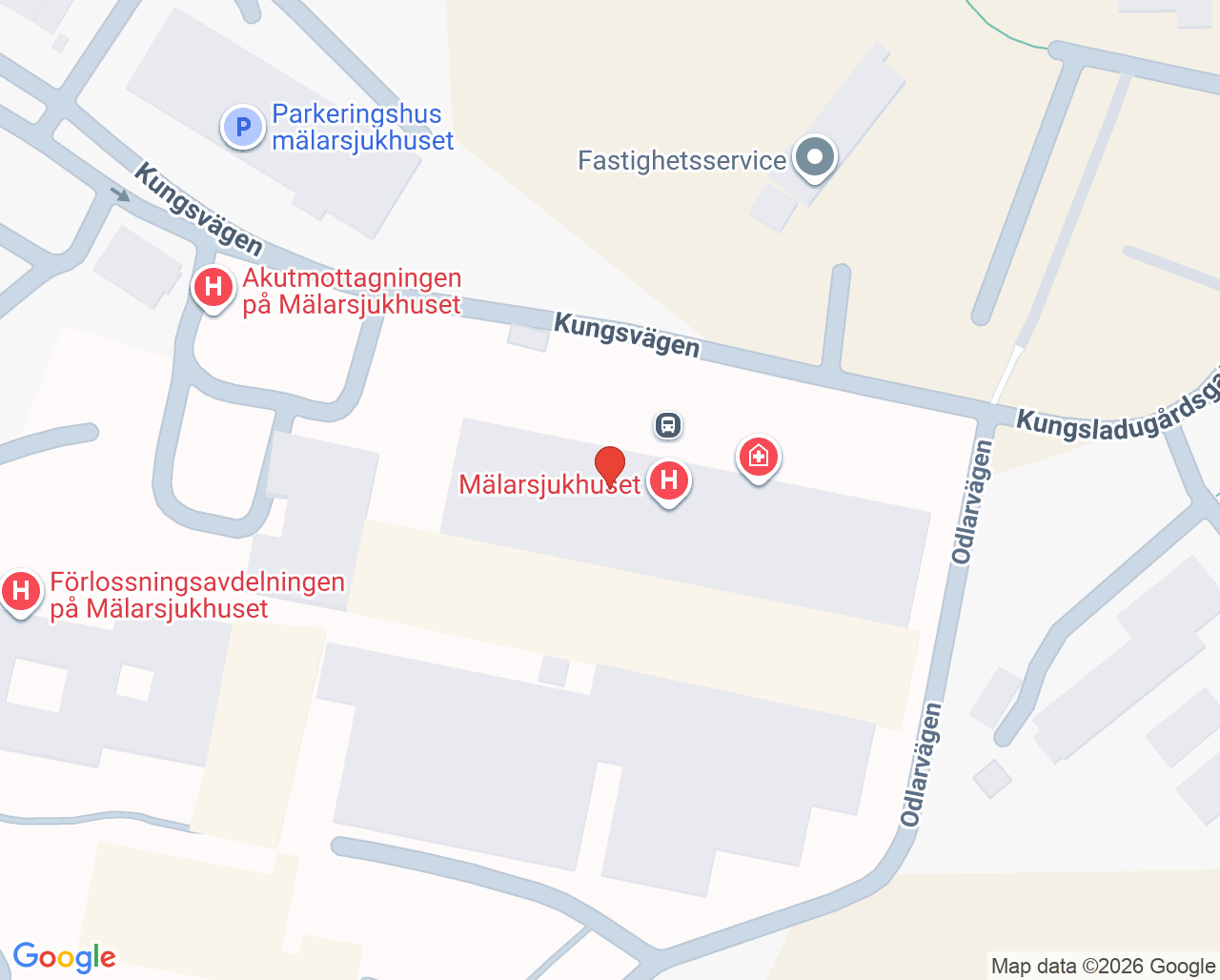 Karta till Strokeavdelningen Mälarsjukhuset, Eskilstuna