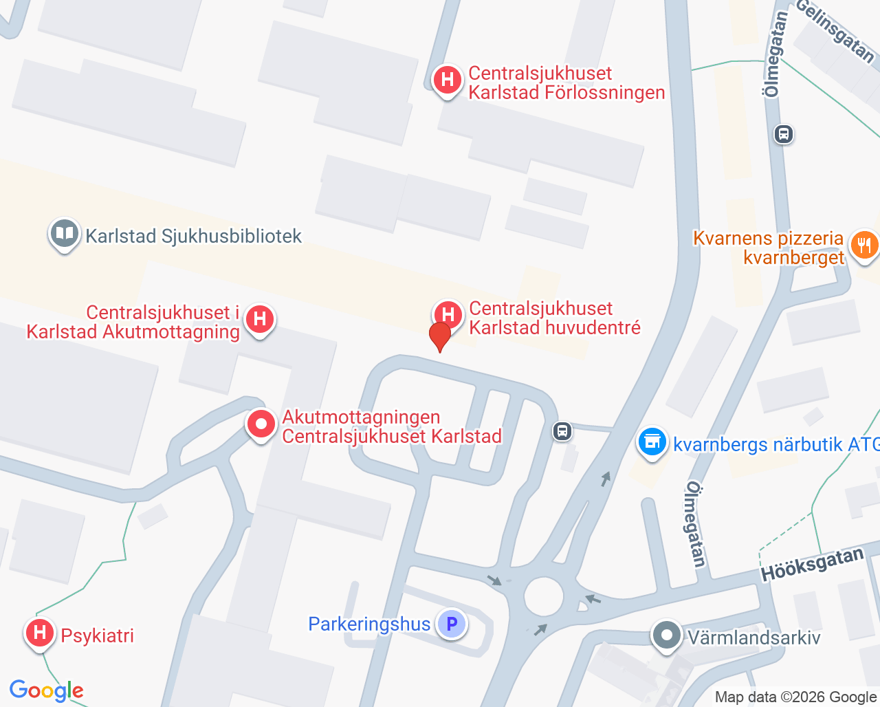 Karta till Kvinnosjukvårdens abortmottagning, Område barn- kvinnosjukvård och habilitering