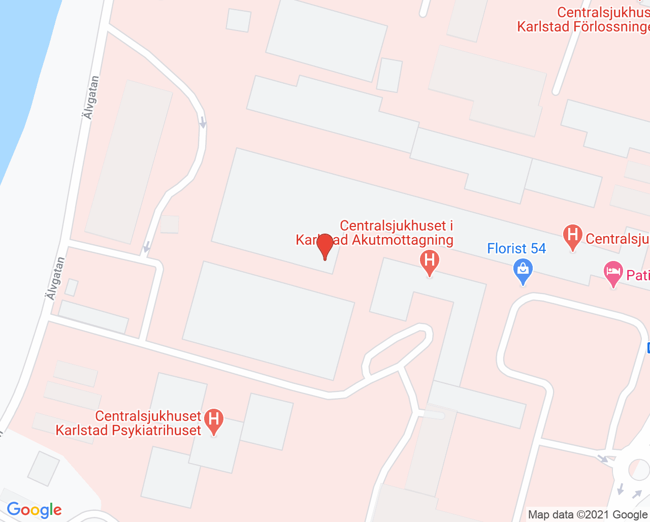 Karta till Käkkirurgi Centralsjukhuset Karlstad