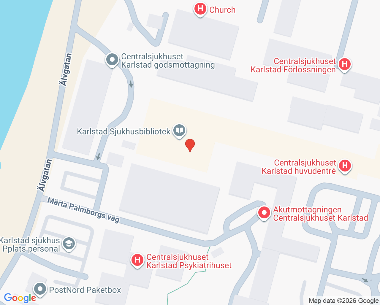 Karta till Vårdavdelning 16 öron- näs- och halssjukvården, Centralsjukhuset Karlstad