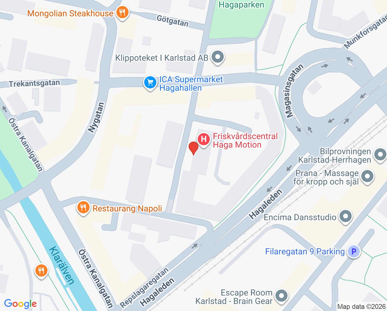 Karta till Parodontologikliniken Karlstad