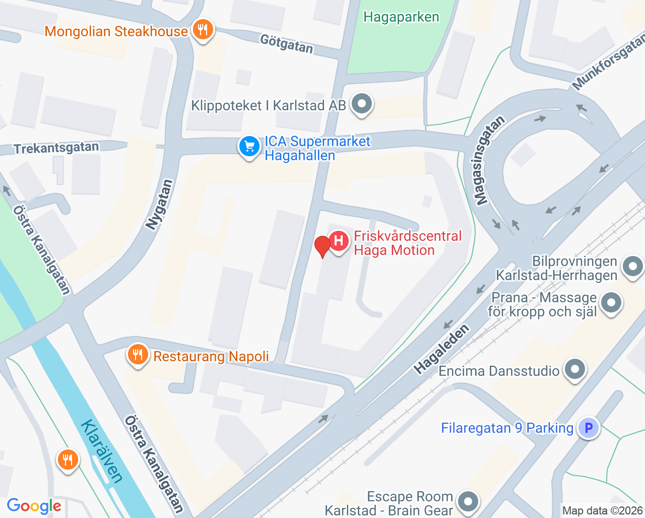 Karta till Pedodontikliniken Karlstad