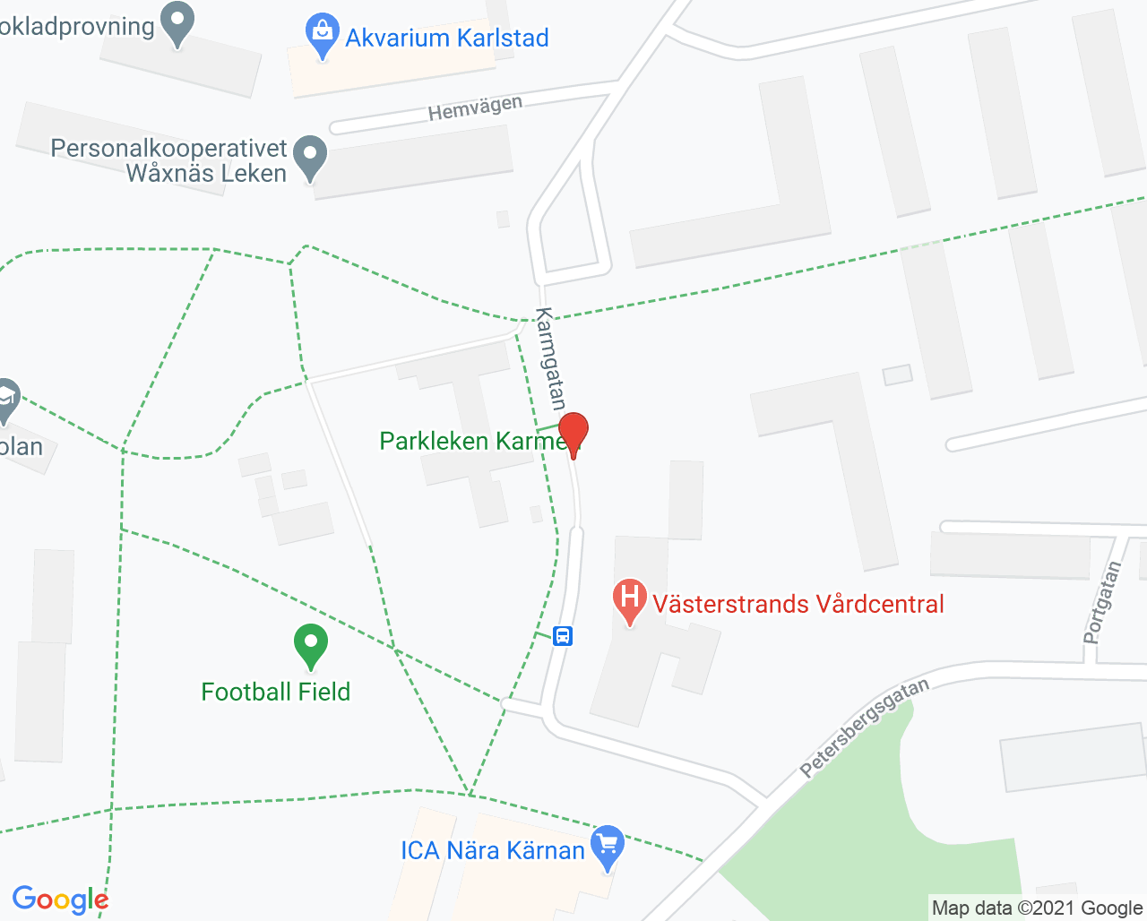 Karta till Provtagning vårdcentralen Västerstrand Karlstad