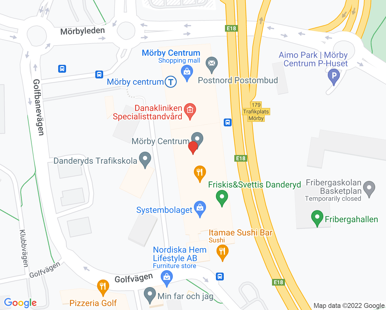 Karta till Danakliniken Specialisttandvård, Danderyd