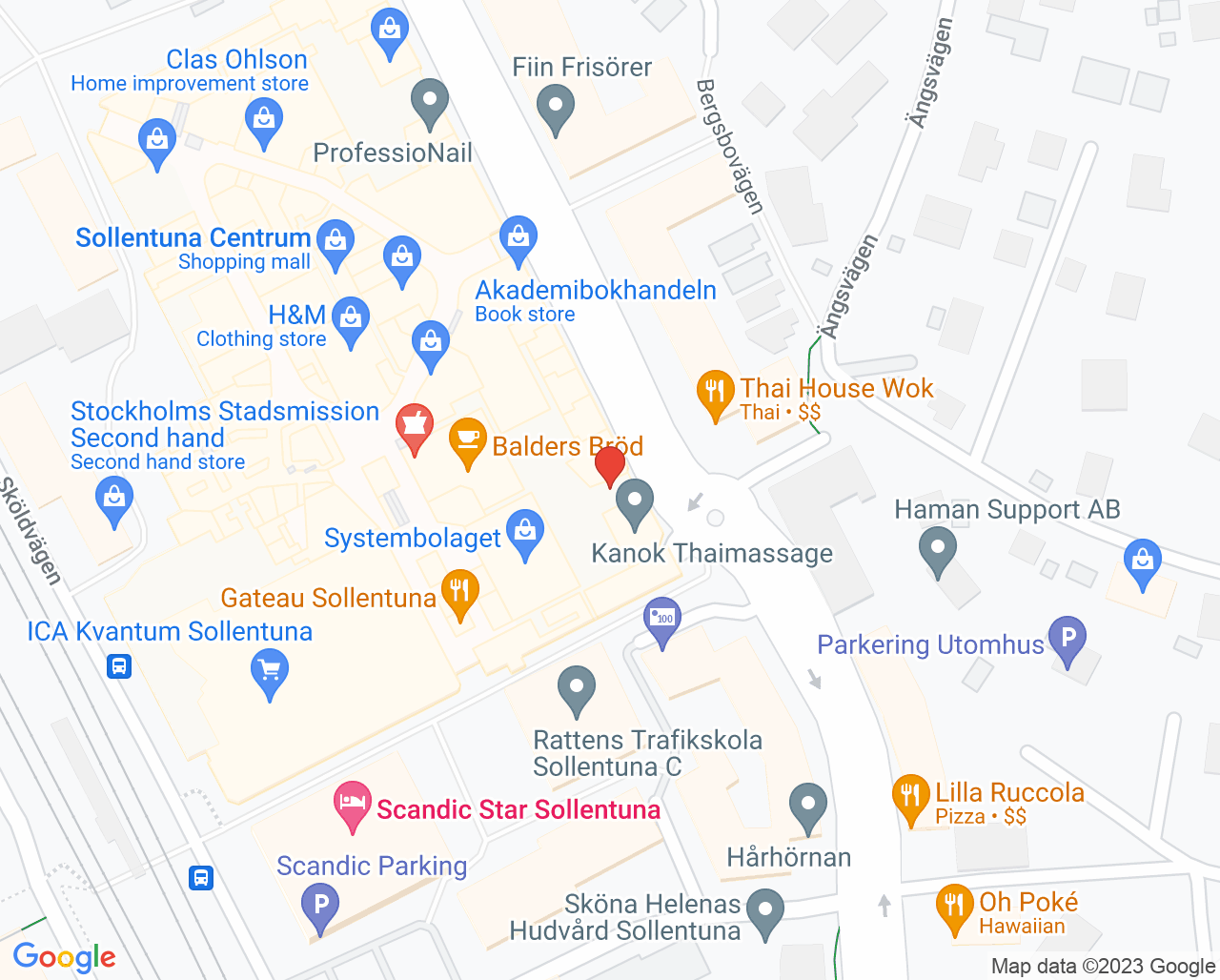 Karta till Fysioterapi Eva H Gustafsson AB, Sollentuna