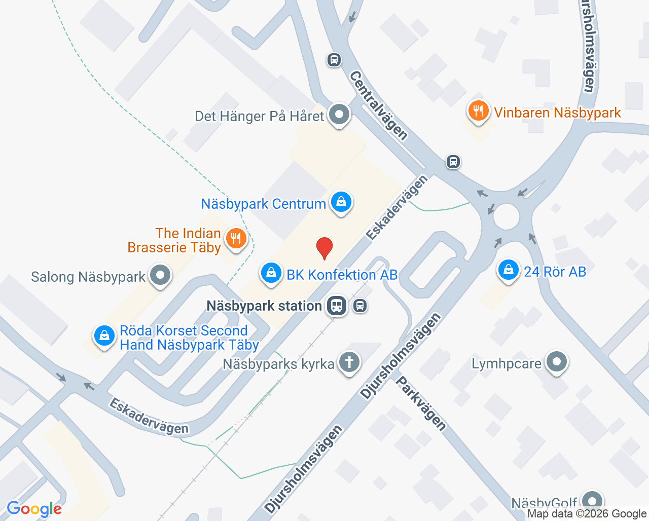 Karta till Agea Dental Näsby Park centrum, Täby
