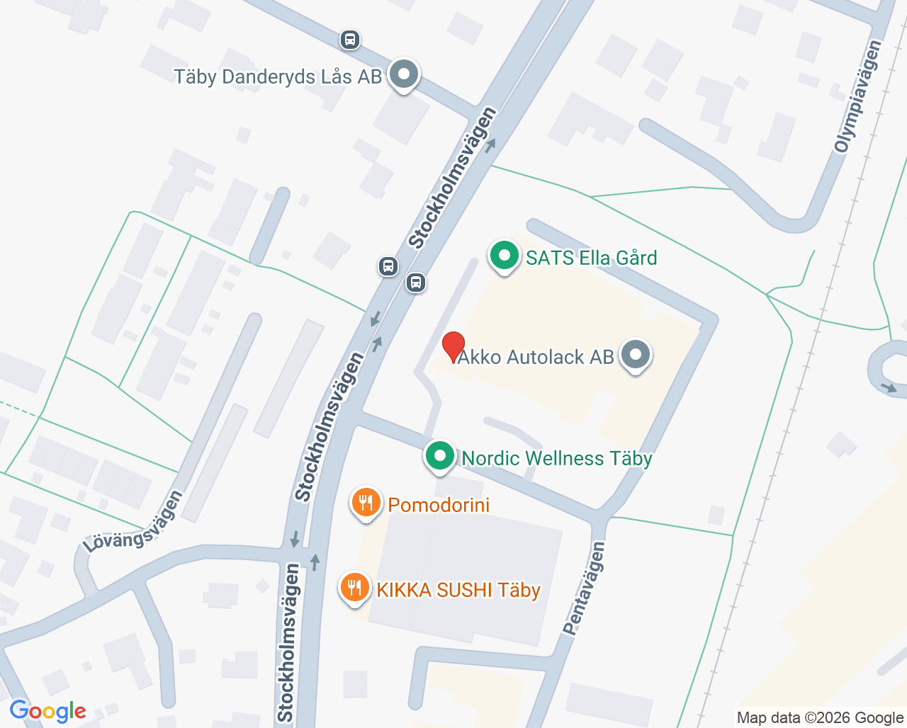 Karta till Maria Ungdom Mini-Maria Täby, Beroendecentrum Stockholm