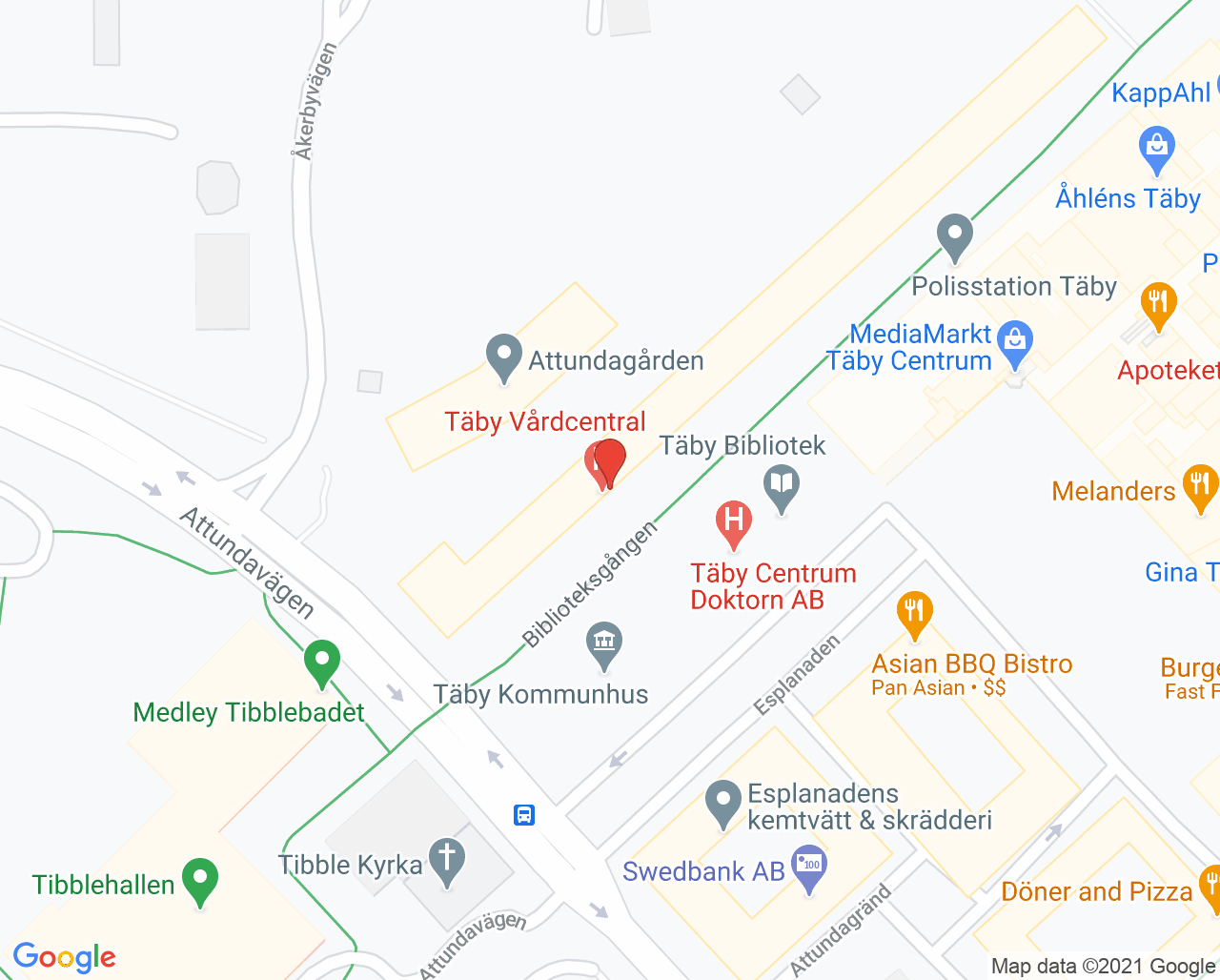 Karta till Täby Centrum Fysioterapi - Care Expert Spec fysioterapi