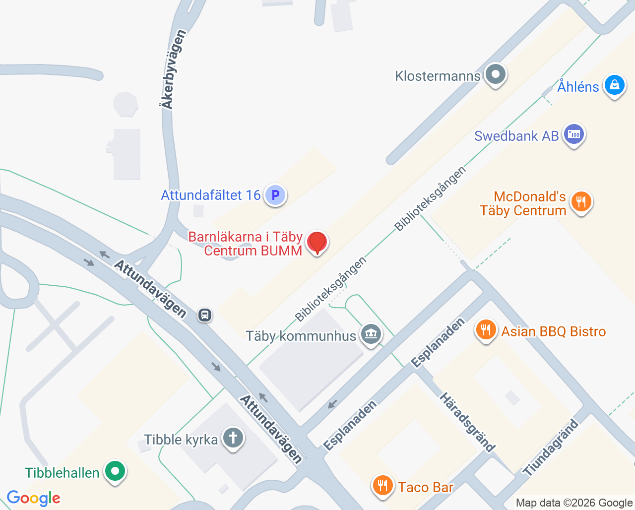 Karta till Täby Centrum Fysioterapi - Kerstin Sörberg