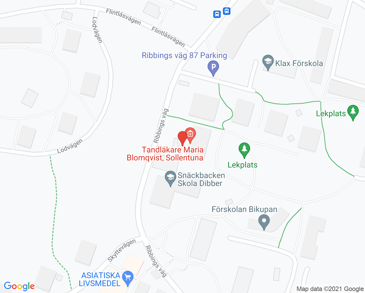 Karta till Tandläkare Maria Blomqvist, Sollentuna