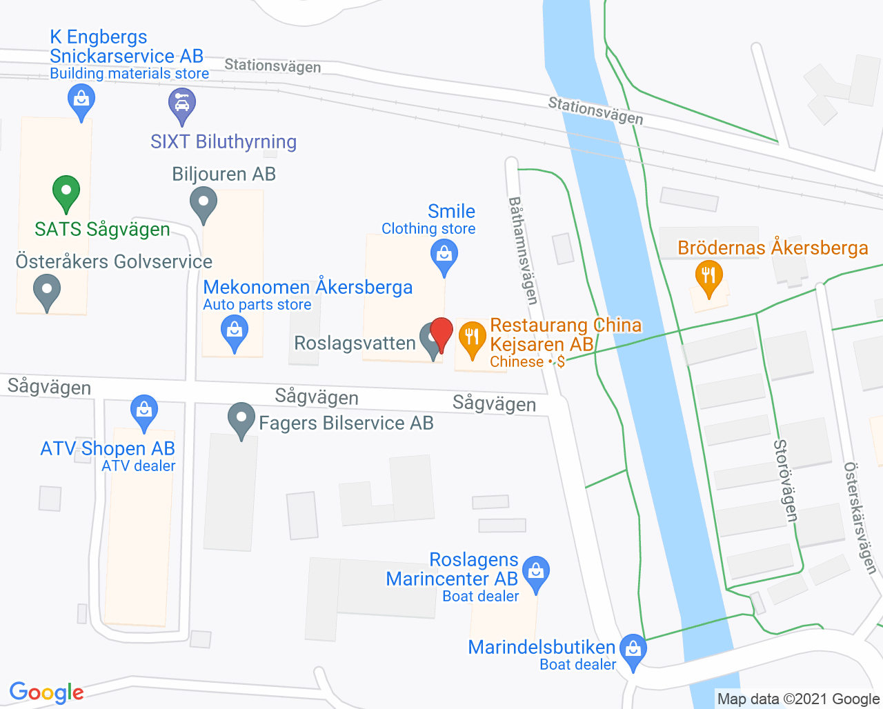 Karta till Stockholm Norr Fysio & Gym - Nyberg Fysio Spec fysioterapi, Åkersberga