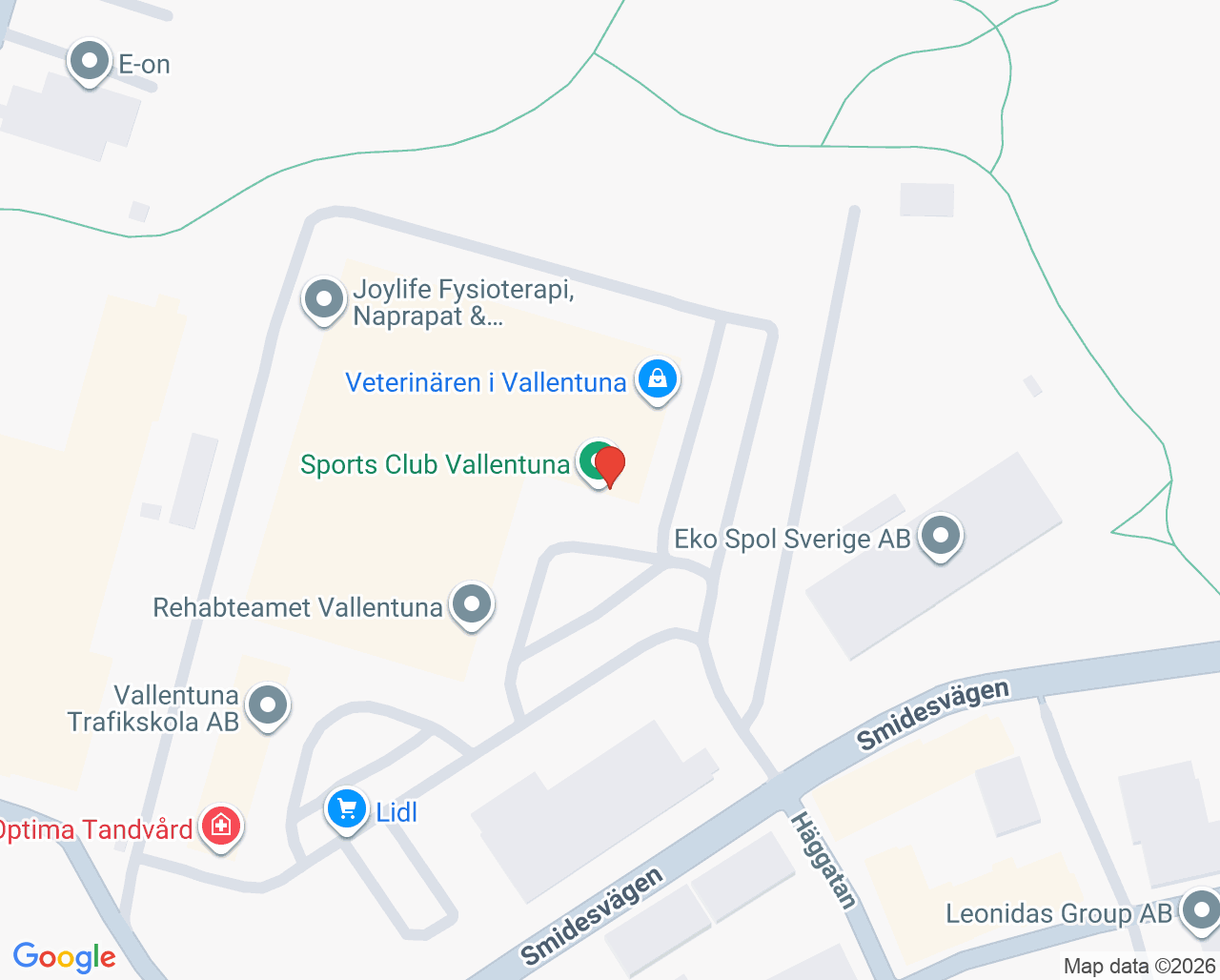 Karta till SportsClub Vallentuna - Elisabeth Olsson Fysioterapi o Friskvård