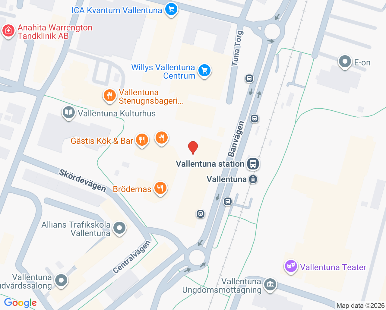 Karta till Folktandvården Vallentuna