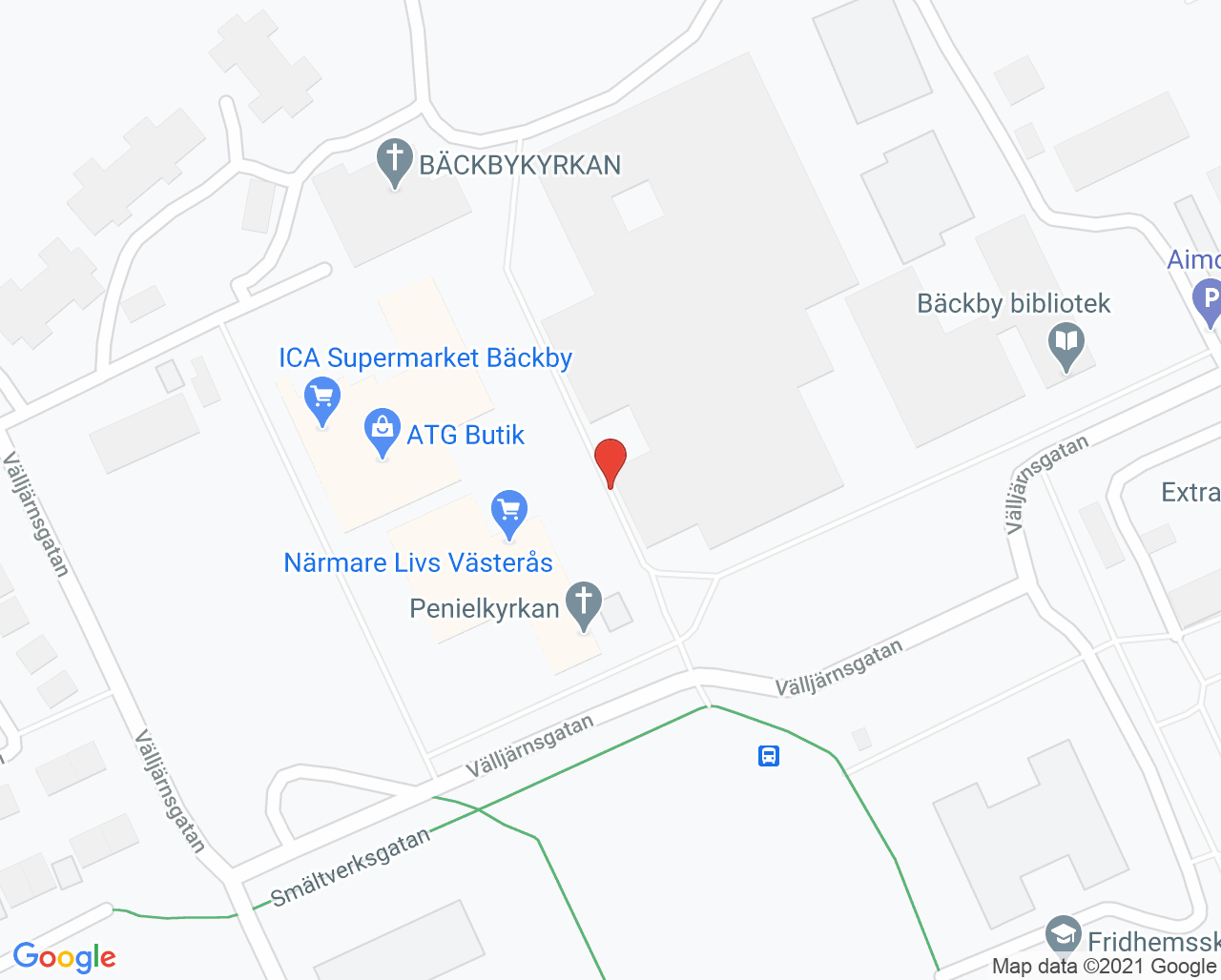 Karta till Bäckby vaccinationsmottagning, Västerås