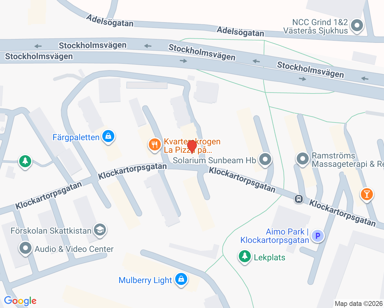 Karta till Din Hälsa i Västerås vaccinationsmottagning