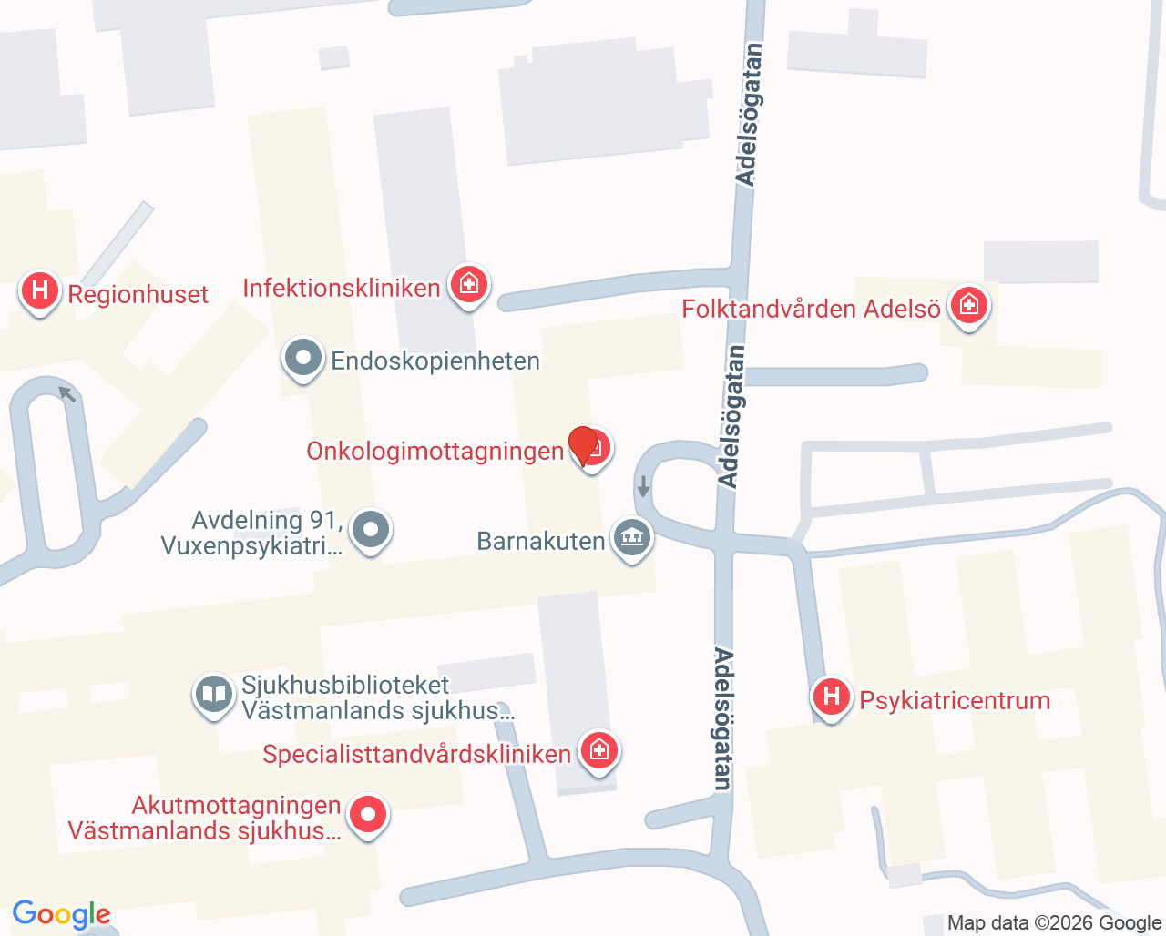 Karta till Fertilitetsmottagningen, Västerås