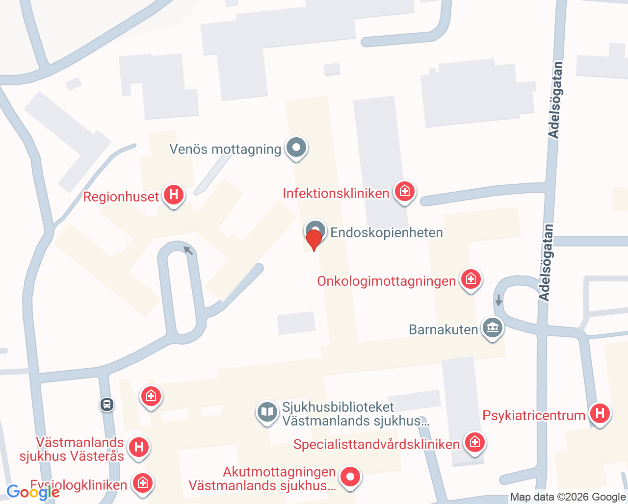 Karta till Allergimottagning vuxna, Öron-Näs-Halsmottagning Västerås