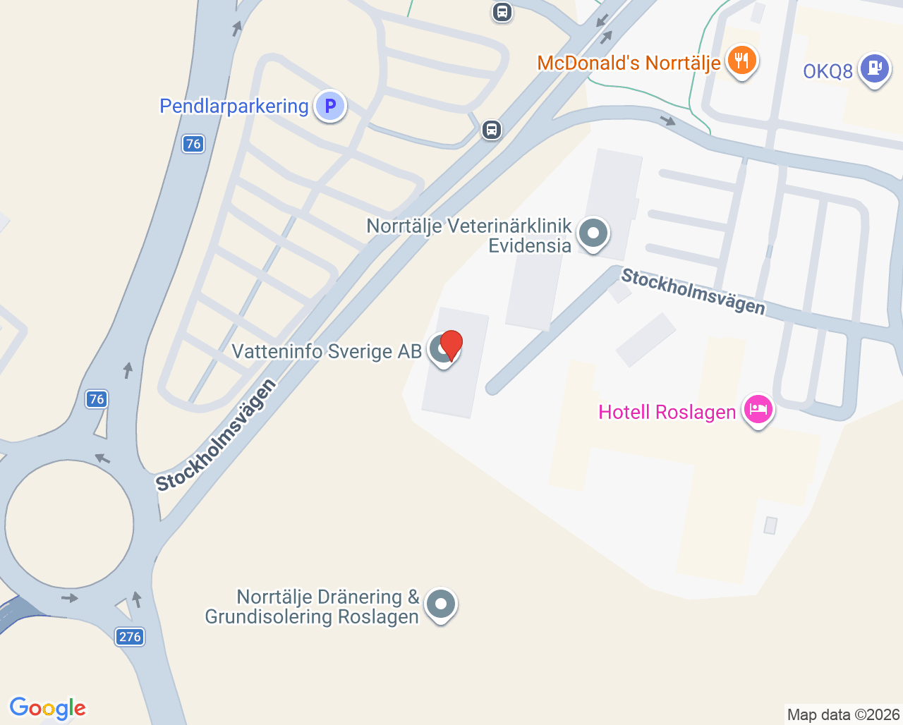 Karta till Logopedmottagning Norrtälje, Danderyds sjukhus