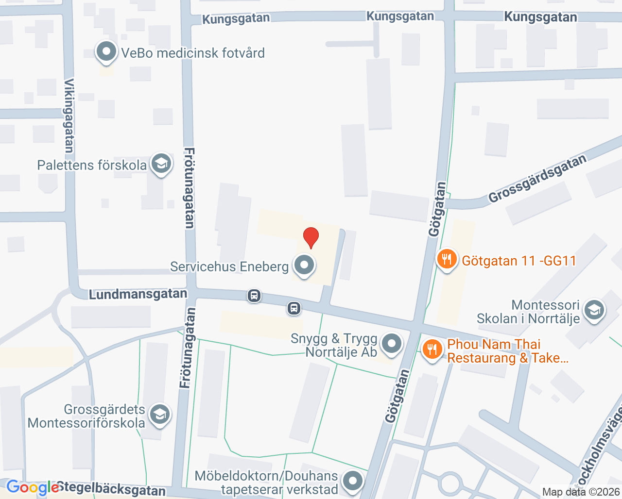 Karta till Enebergs äldre- och demensboende, Omsorgsboende, Hemtjänst och omsorgsboende, TioHundra AB, Stockholms Läns Landsting