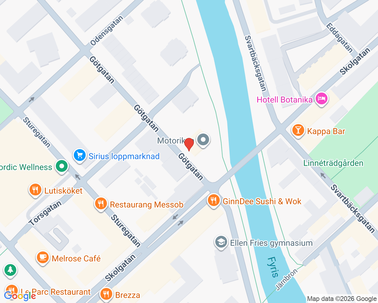 Karta till Motoriken Fysioterapi Jonas Olsén, Uppsala