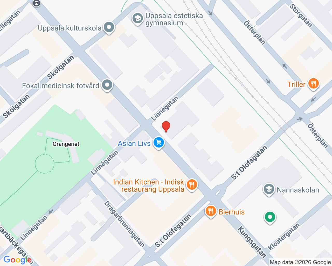 Karta till Carl Bergfors läkarmottagning, Uppsala