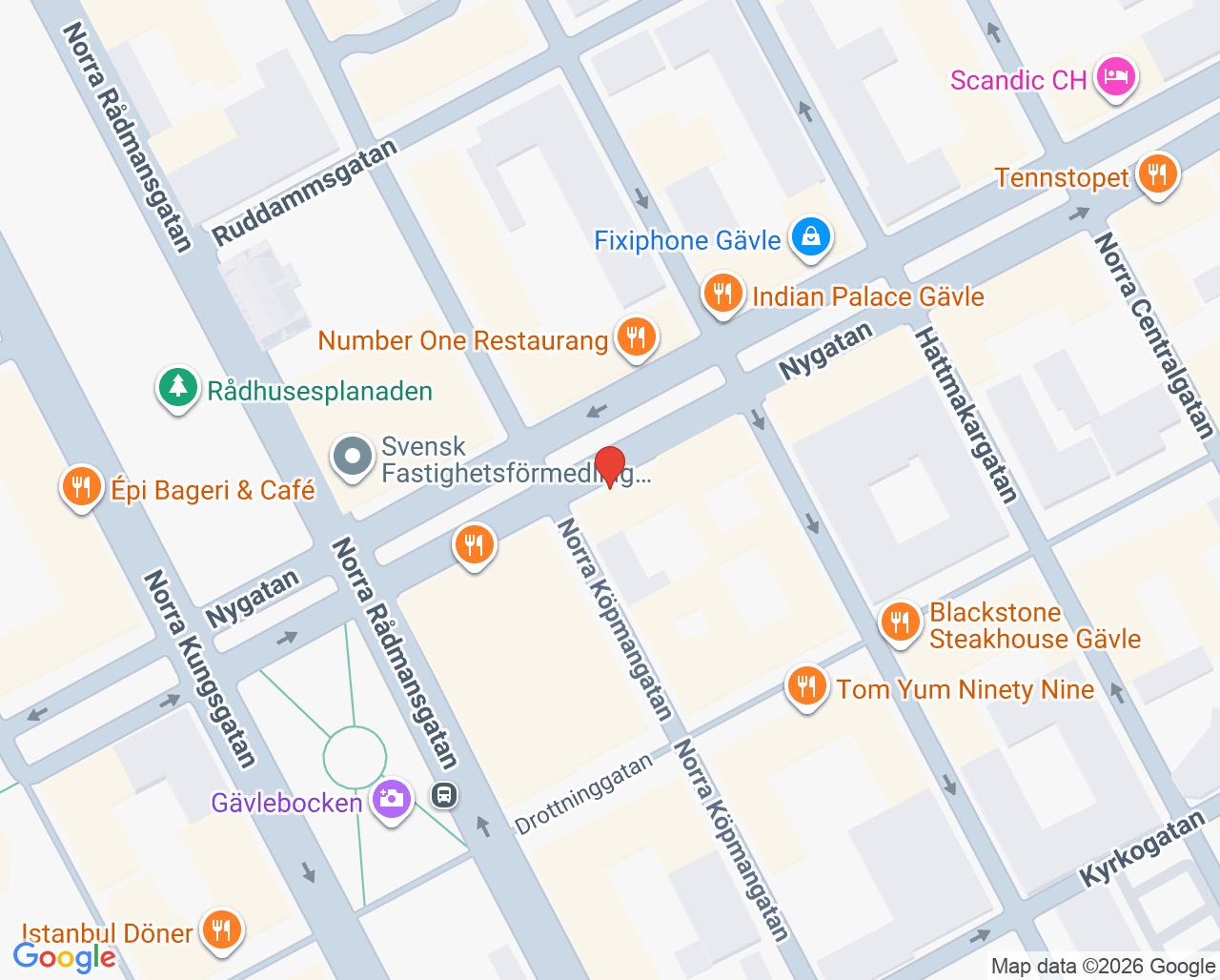 Karta till Tandlaget Borr och Tång Py Ericson, Gävle