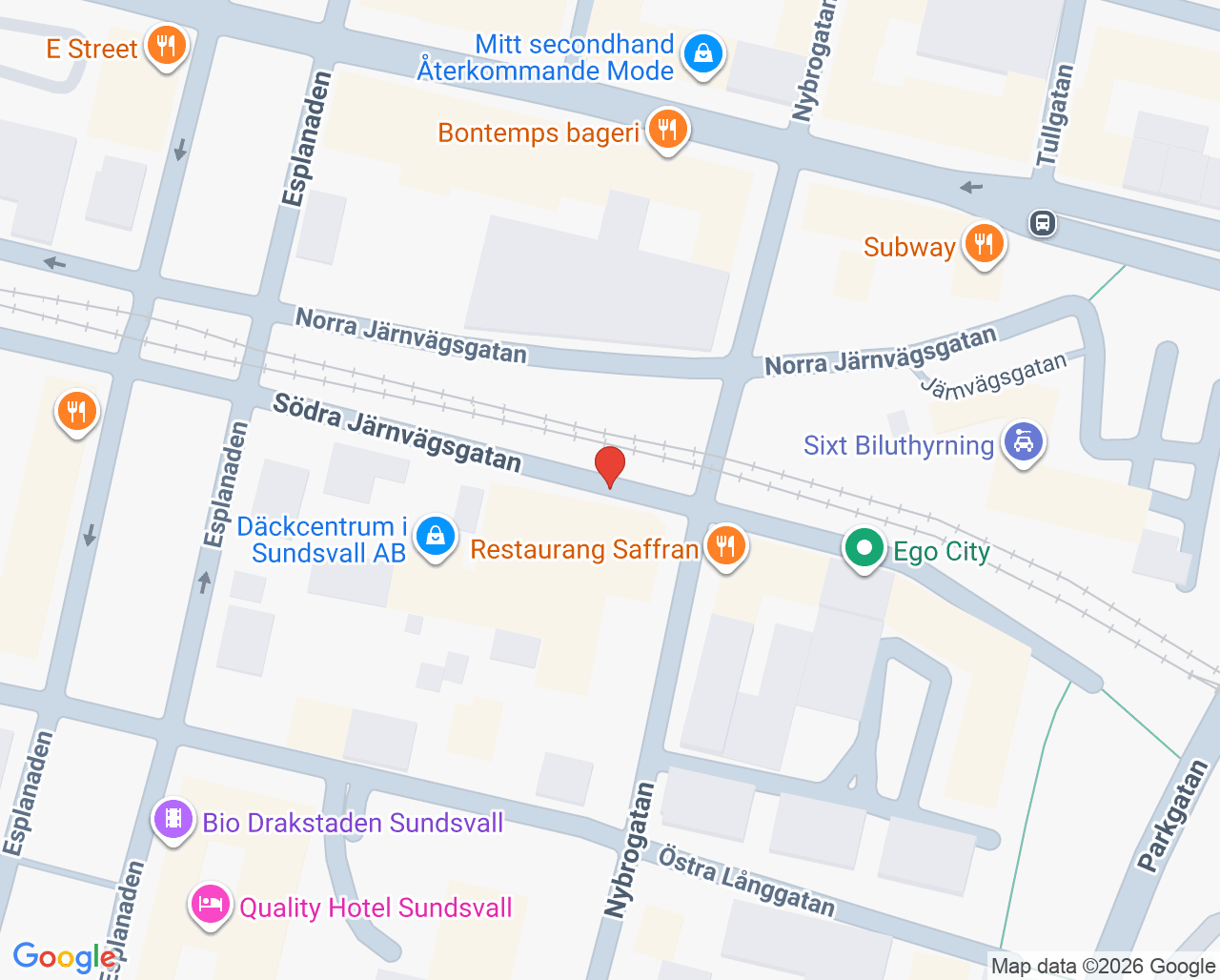 Karta till Tandlaget Sundsvall, Sundsvall