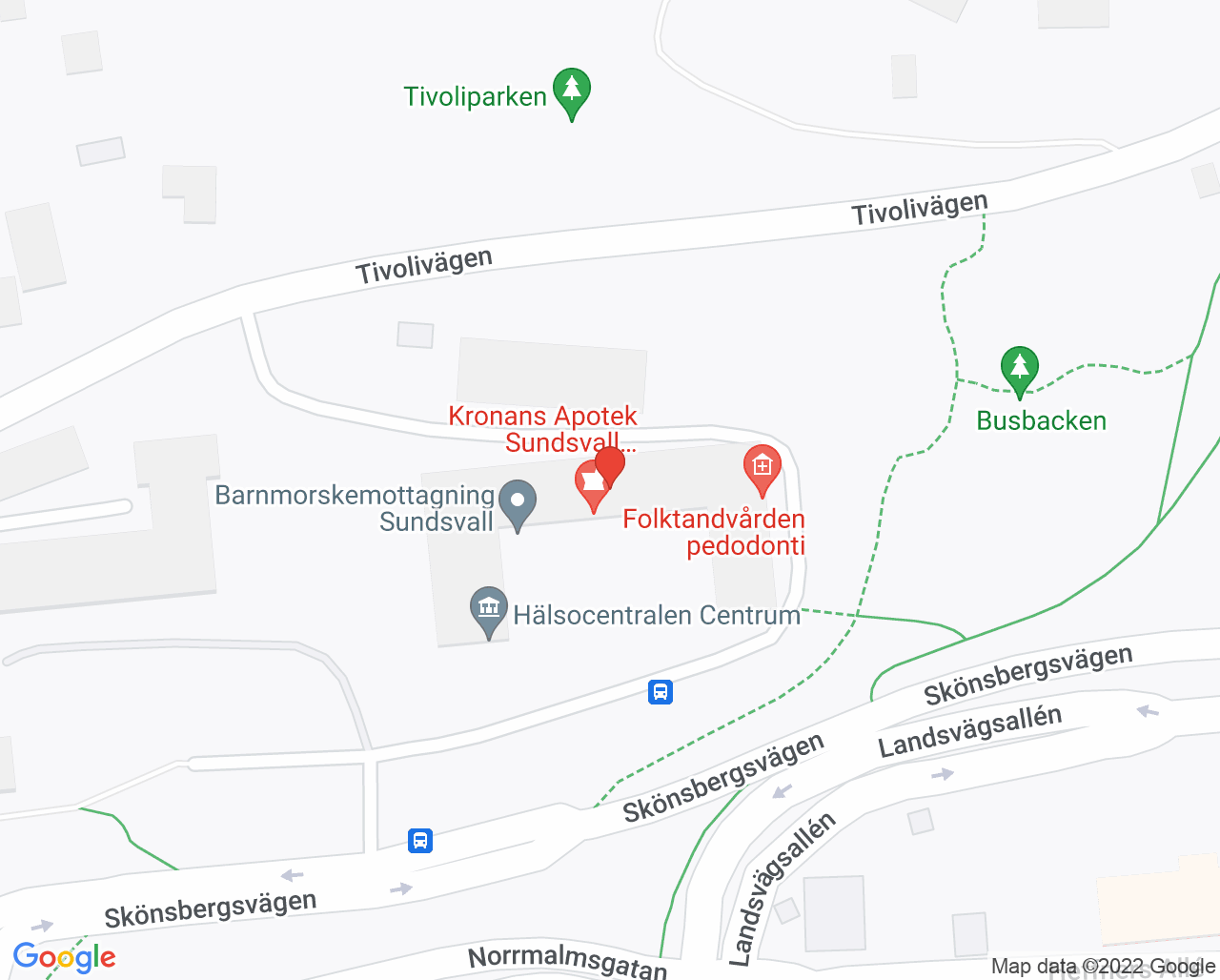 Karta till Oral Protetik Sundsvall
