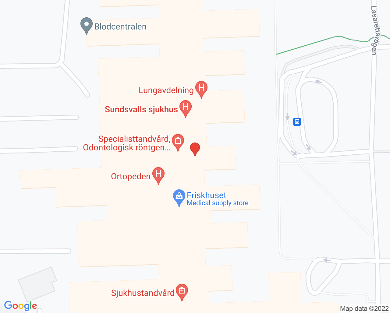 Karta till Ortopedavdelning 14 Sundsvall