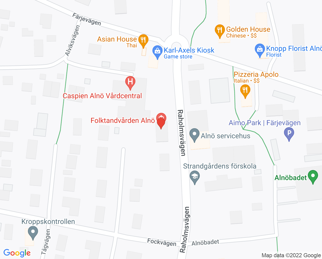 Karta till Folktandvården Alnö