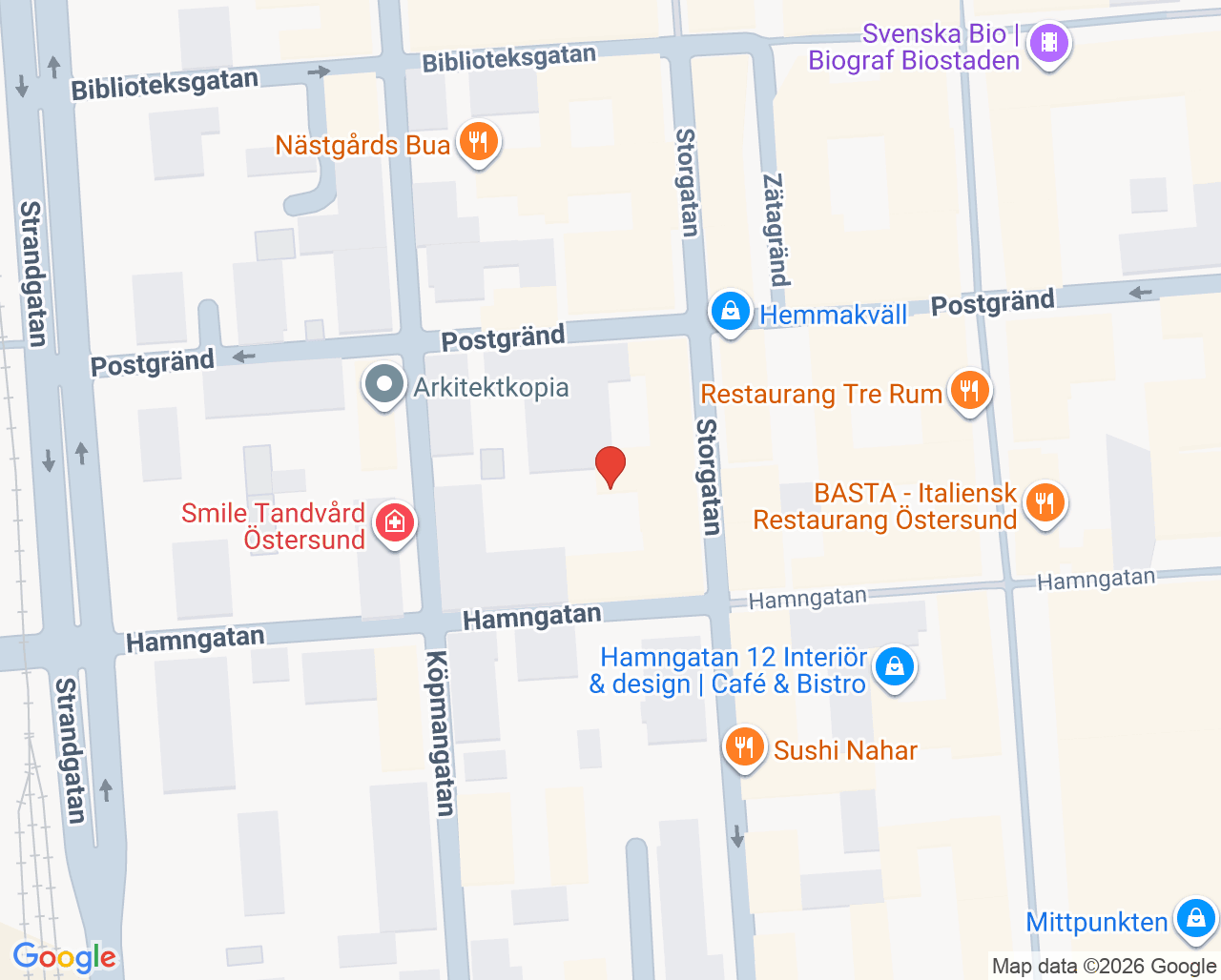 Karta till Praktikertjänst Östersunds Tandklinik, Östersund
