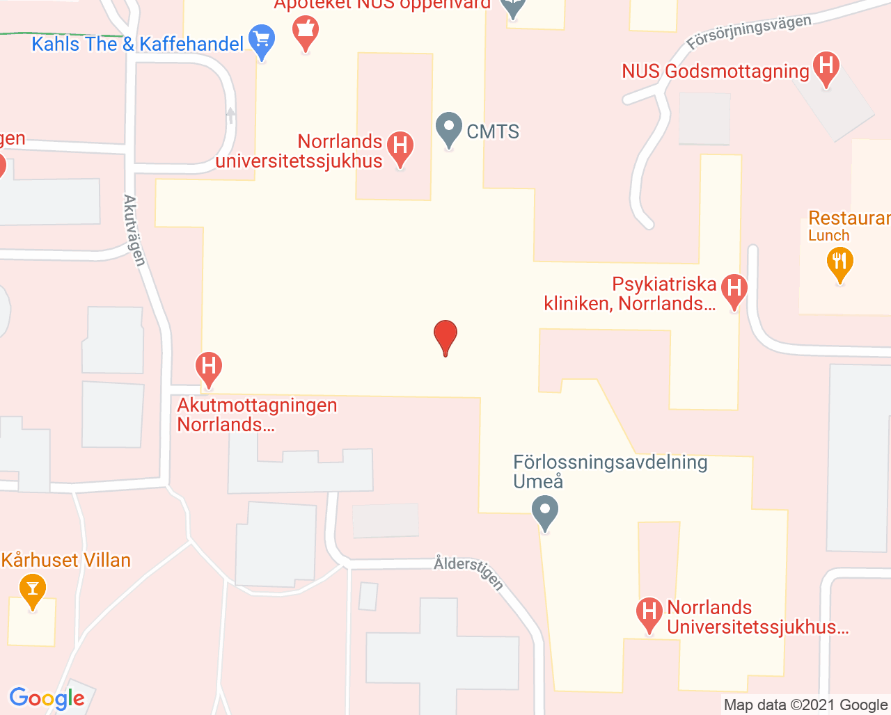 Karta till Neuro- huvud- halscentrum Västerbotten