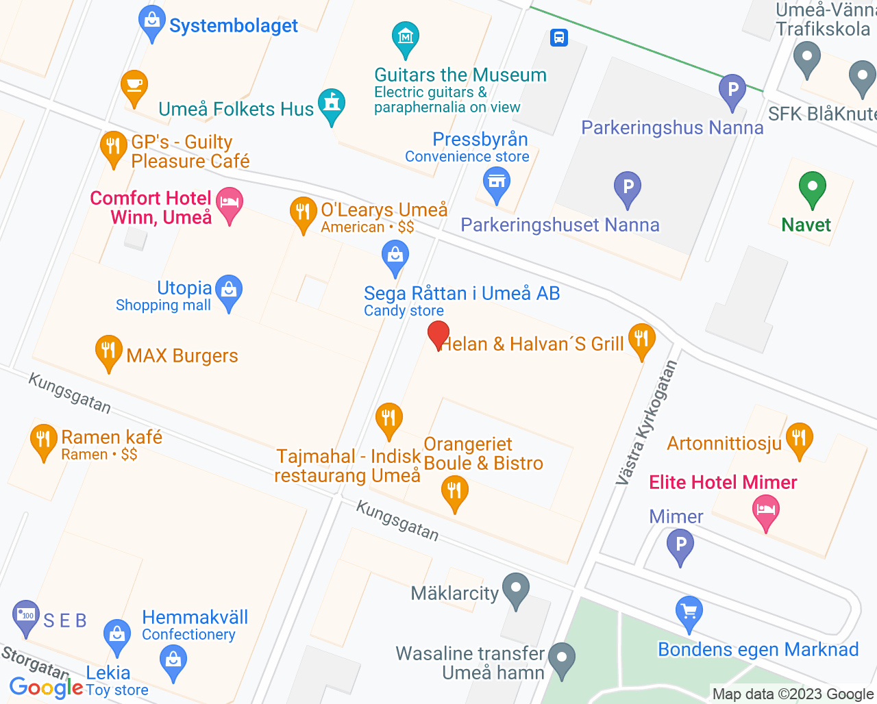 Karta till Praktikertjänst Citytandläkarna, Umeå