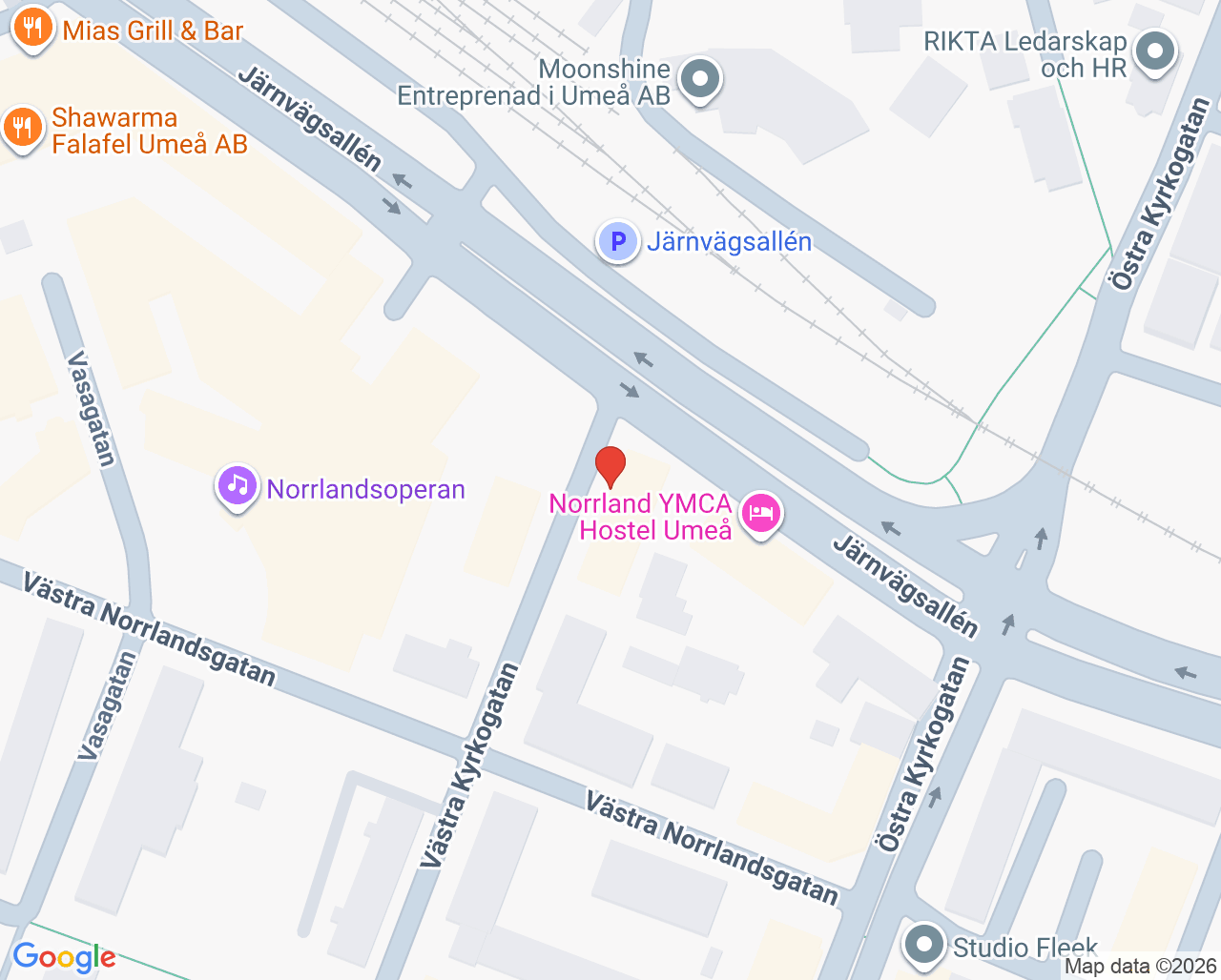 Karta till Vital Västra Kyrkogatan - Umeå