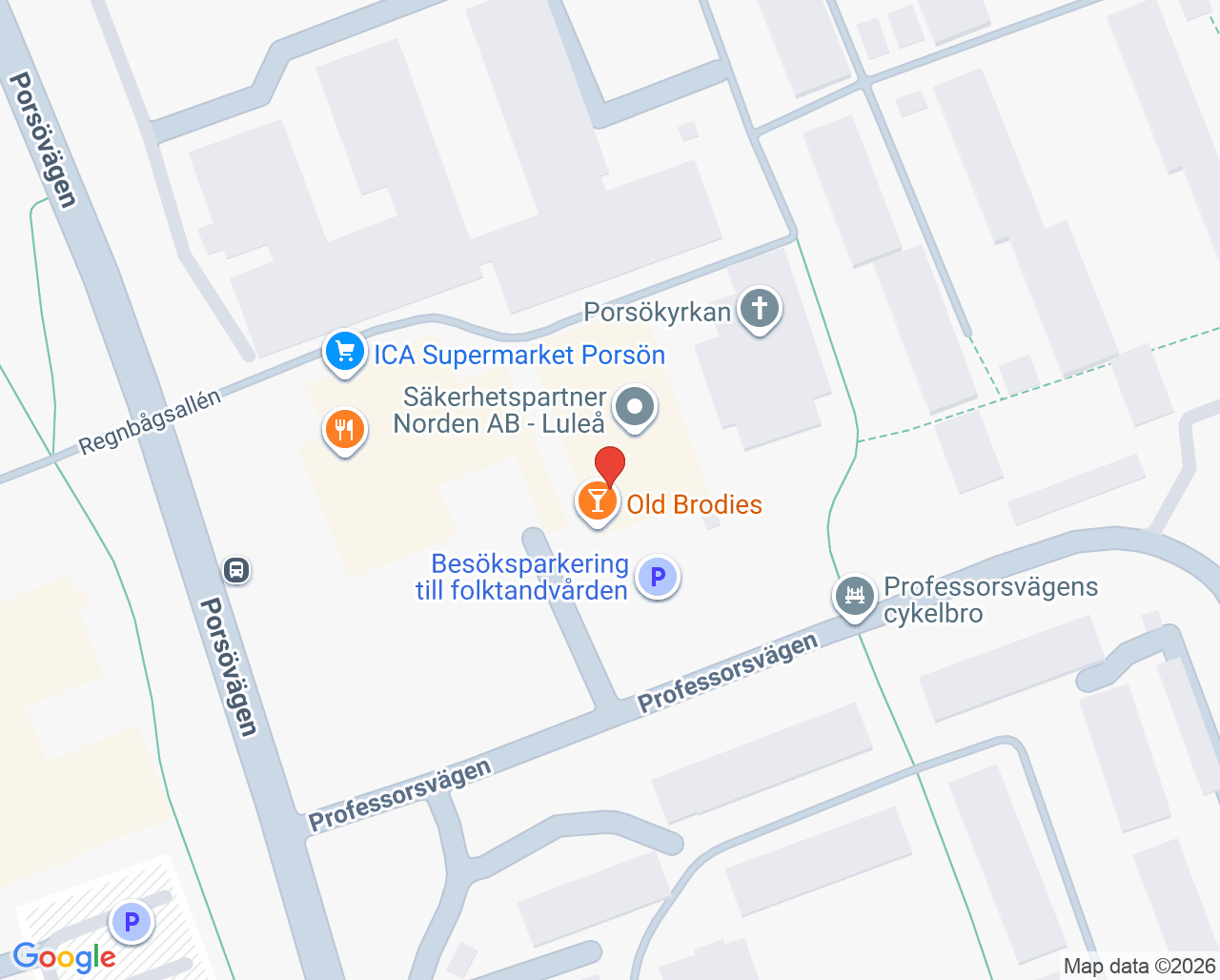 Karta till Folktandvården Porsudden, Luleå