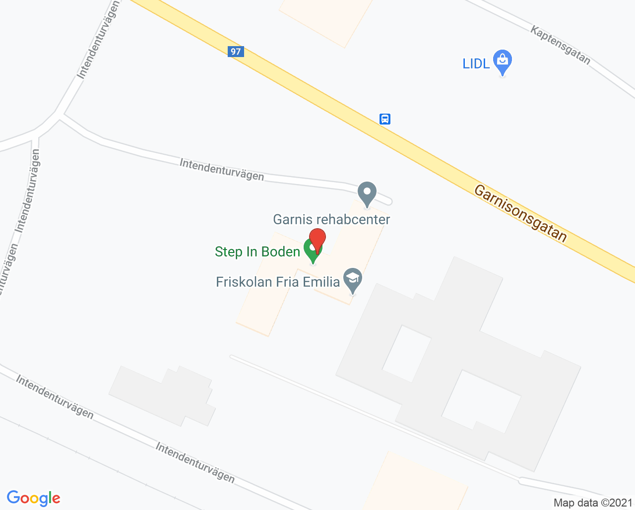 Karta till Öppenvårdsrehabmottagningen Boden