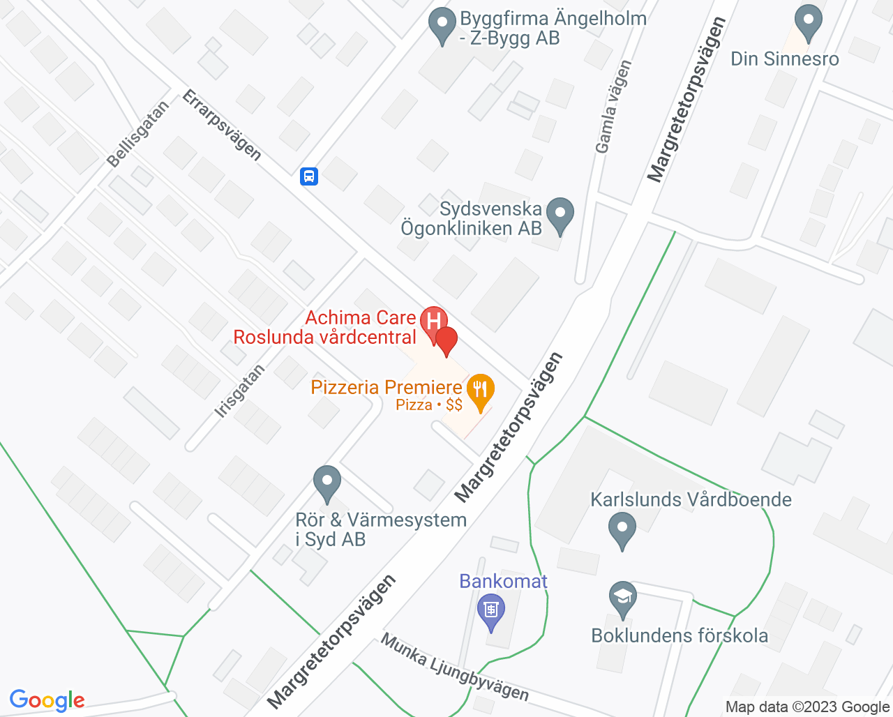 Karta till Achima Care BVC Roslunda, Ängelholm