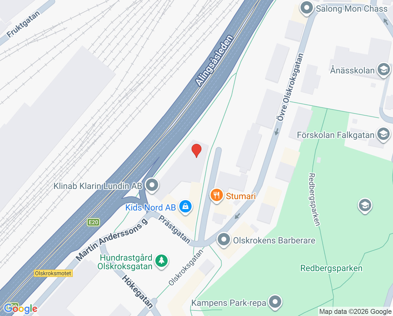 Karta till Beroendemottagning Olskroken, Göteborg