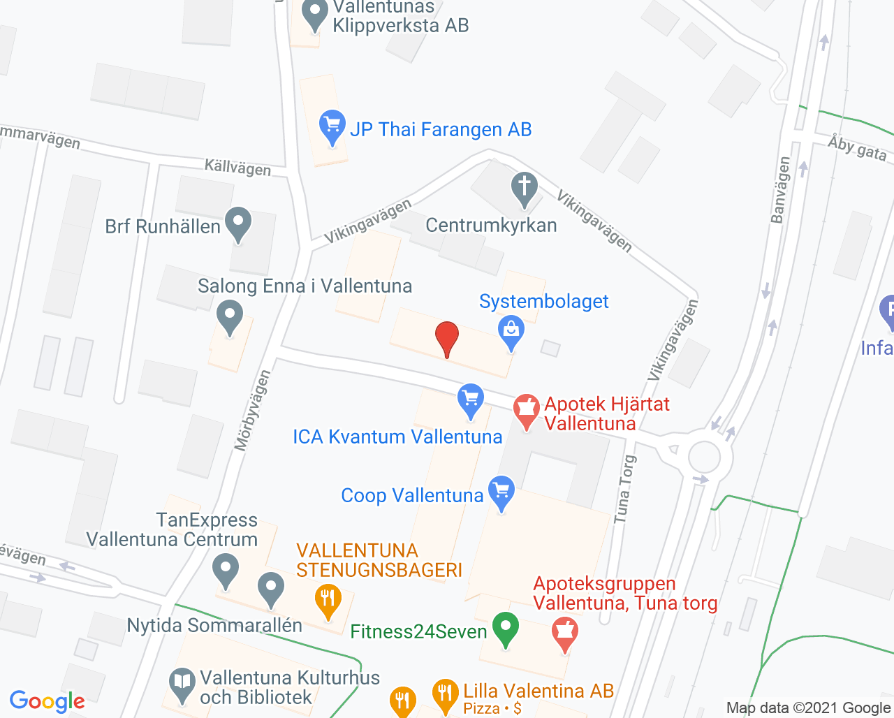Karta till Kry Vårdcentral Vallentuna